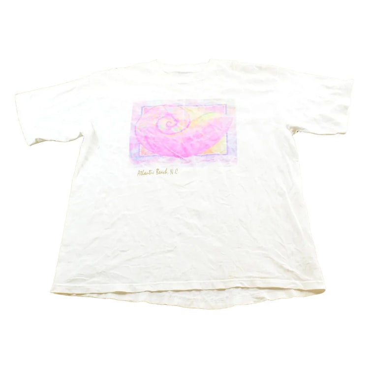 Vintage 1990s Atlantic Beach North Carolina Sea Shell Souvenir Travel T Shirt Made In USA Mens XL from propervintagecanada