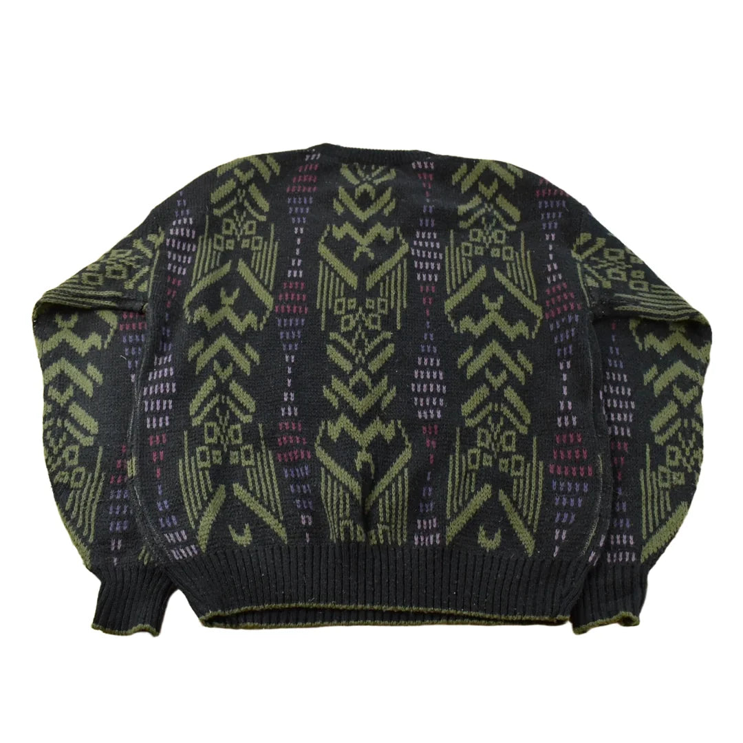 Vintage 1990s Atlantic Trader Abstract Knit Crewneck Sweater Mens XL from propervintagecanada