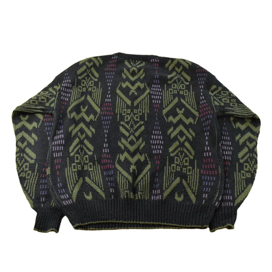 Vintage 1990s Atlantic Trader Abstract Knit Crewneck Sweater Mens XL from propervintagecanada