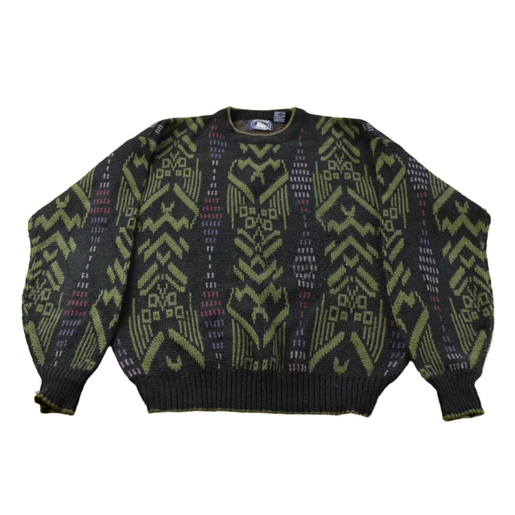 Vintage 1990s Atlantic Trader Abstract Knit Crewneck Sweater Mens XL from propervintagecanada