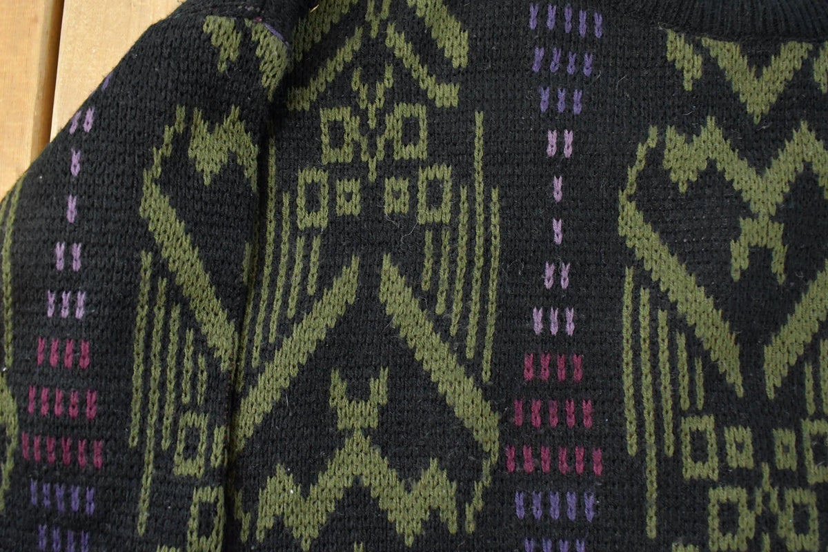 Vintage 1990s Atlantic Trader Abstract Knit Crewneck Sweater Mens XL from propervintagecanada