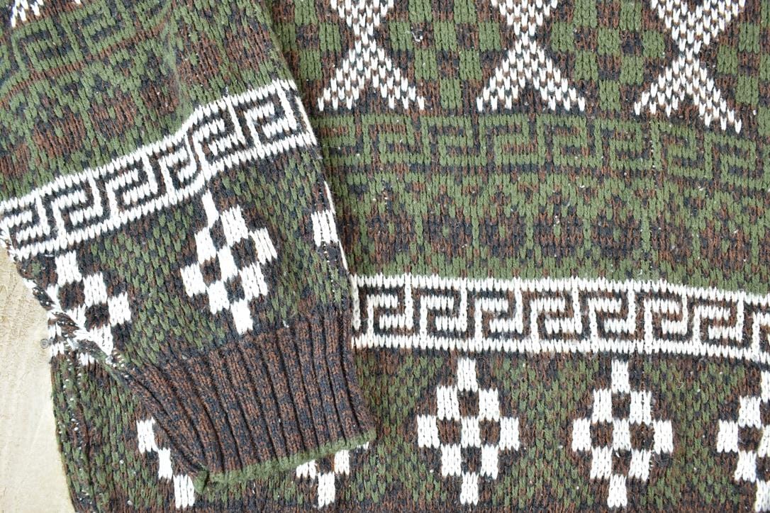 Vintage 1990s Atlantic Traders Knit Abstract Pattern Crewneck Sweater Made In 90s Crewneck Men's Large from propervintagecanada