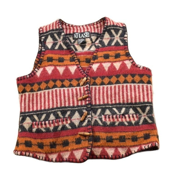 Vintage 1990s AtLast & Co. Wool Knitted Sweater Vest Men's XS from propervintagecanada