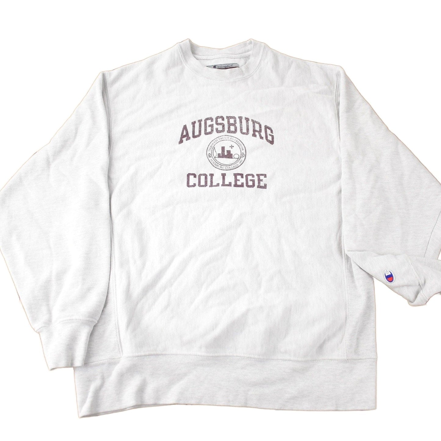 Vintage 1990s Augsburg College Collegiate Champion Reverse Weave Crewneck Sweatshirt Men's XL from propervintagecanada