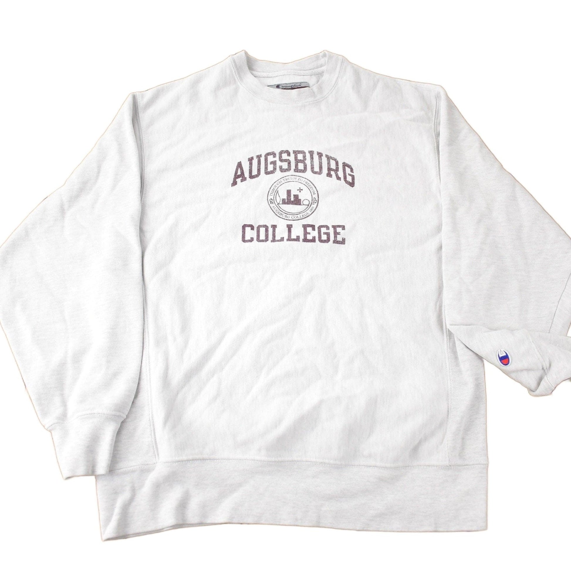 Vintage 1990s Augsburg College Collegiate Champion Reverse Weave Crewneck Sweatshirt Men's XL from propervintagecanada