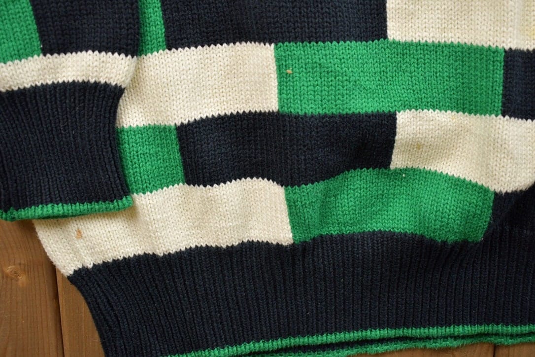 Vintage 1990s Aureus Knitted Abstract Crewneck Sweater Men's Medium from propervintagecanada