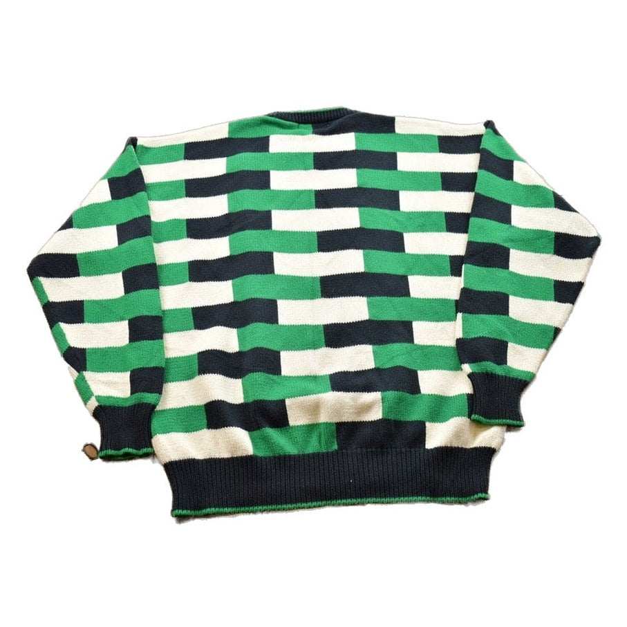 Vintage 1990s Aureus Knitted Abstract Crewneck Sweater Men's Medium from propervintagecanada