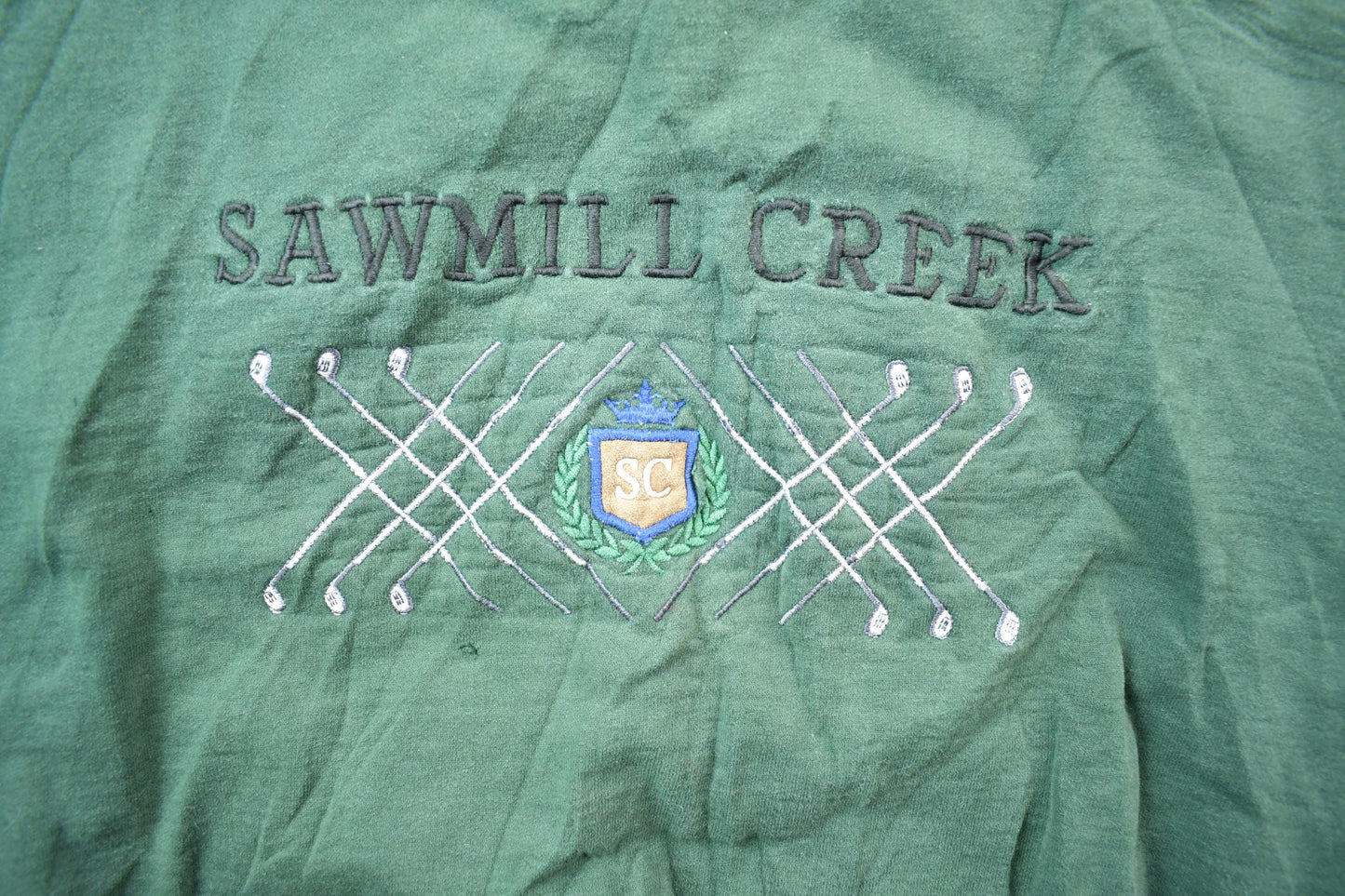Vintage 1990s Aureus Sawmill Creek Embroidered Crewneck Sweatshirt Men's XL from propervintagecanada