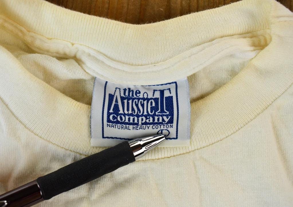 Vintage 1990s Aussie T Company Walk Softly on Mother Earth Single Stitch Graphic T-Shirt Men's Large from propervintagecanada