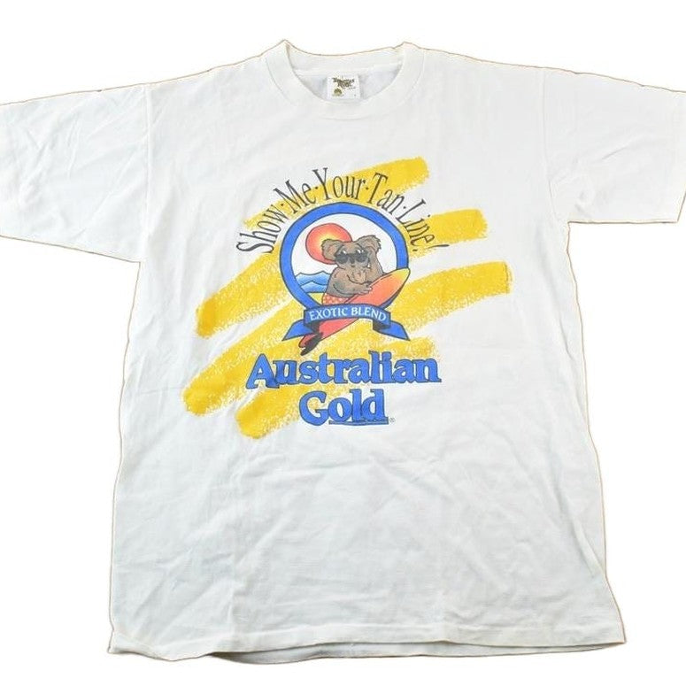Vintage 1990s Australian Gold Souvenir Single Stitch Graphic Print T-Shirt Men's Large from propervintagecanada