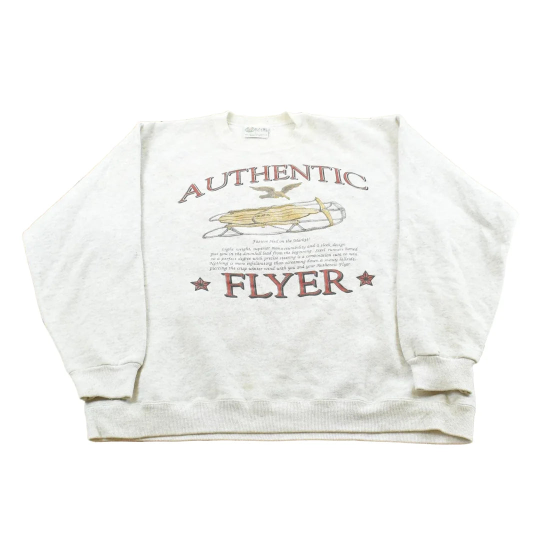 Vintage 1990s Authentic Flyer Sled Promo Crewneck Sweatshirt Men's L from propervintagecanada