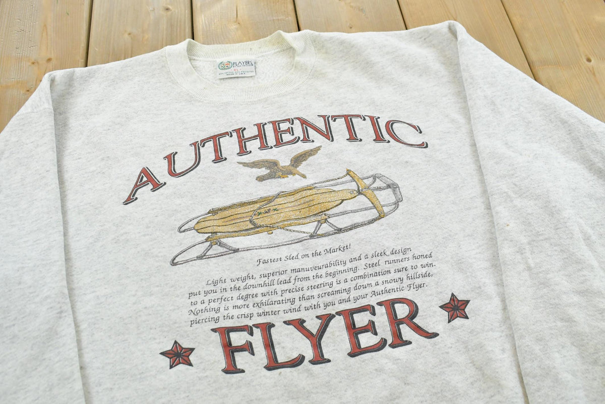Vintage 1990s Authentic Flyer Sled Promo Crewneck Sweatshirt Men's L from propervintagecanada