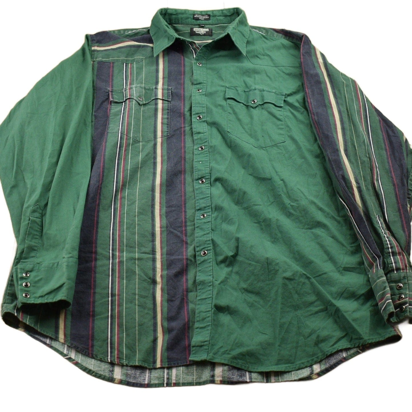 Vintage 1990s Authentic Western Young Bloods Striped Button Up Shirt Men's 2XL from propervintagecanada