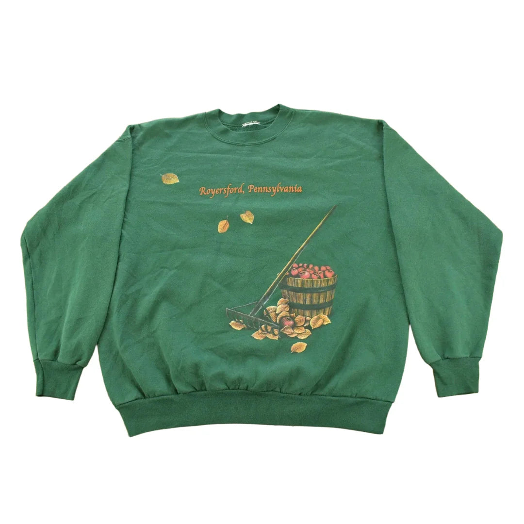 Vintage 1990s Autumn Apples Travel Souvenir Graphic Crewneck Sweatshirt Men's L from propervintagecanada