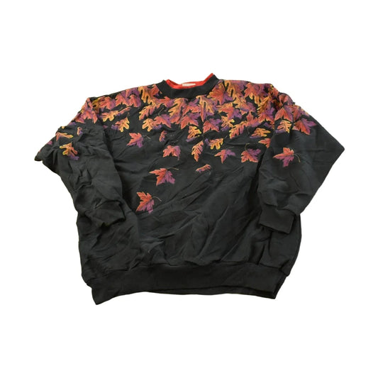 Vintage 1990s Autumn Leaves Artisans Print Pullover Sweatshirt ��� Wilderness Nature L from propervintagecanada