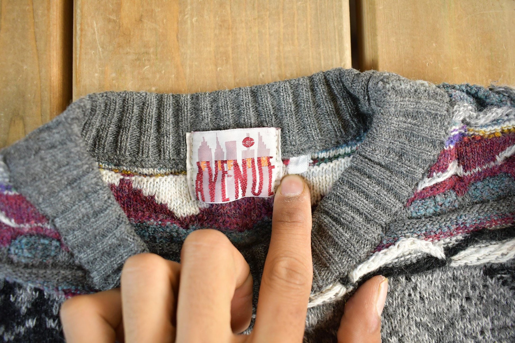 Vintage 1990s Avenue 3D Cable Knit Crewneck Sweater Men's M from propervintagecanada