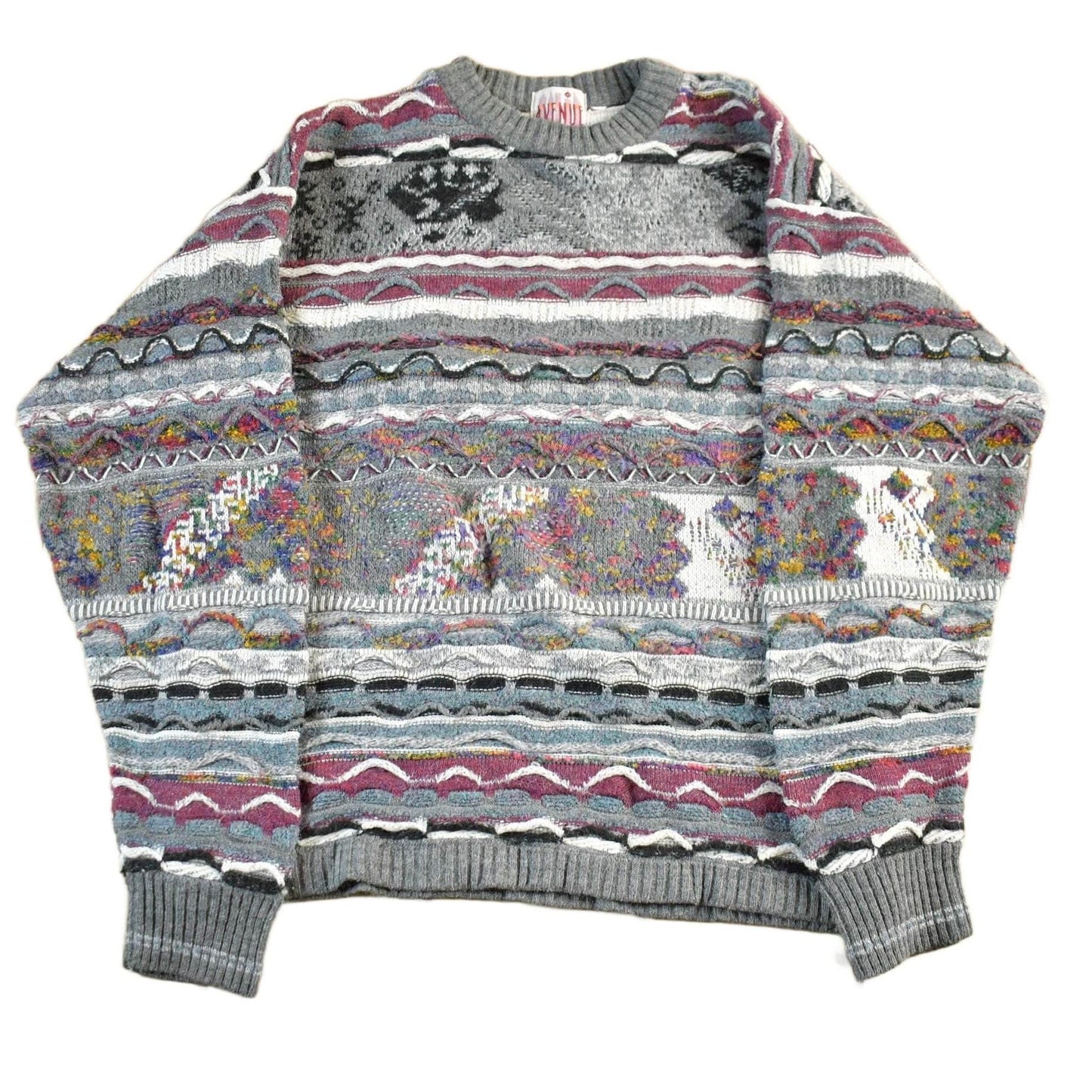 Vintage 1990s Avenue 3D Cable Knit Crewneck Sweater Men's M from propervintagecanada