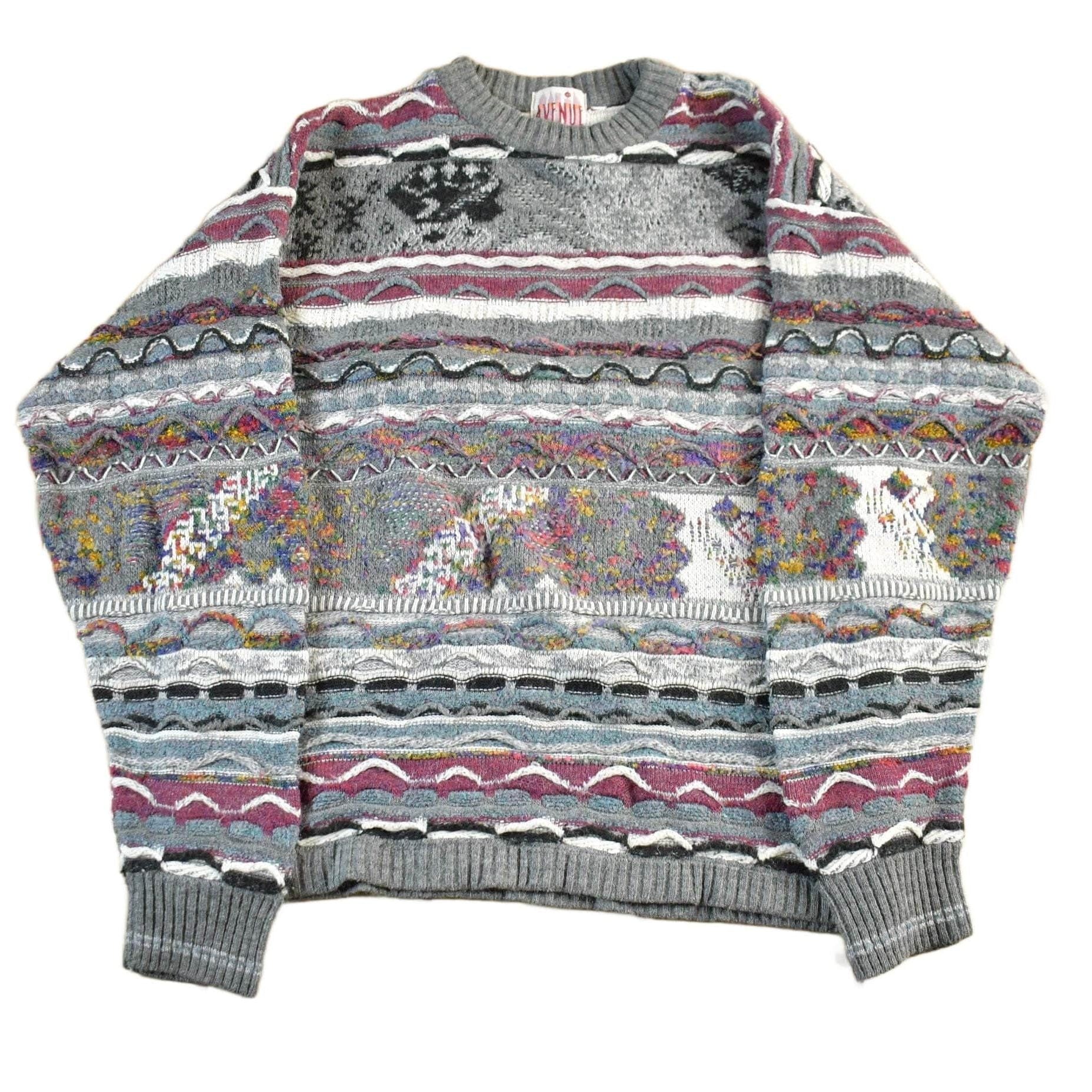 Vintage 1990s Avenue 3D Cable Knit Crewneck Sweater Men's M from propervintagecanada