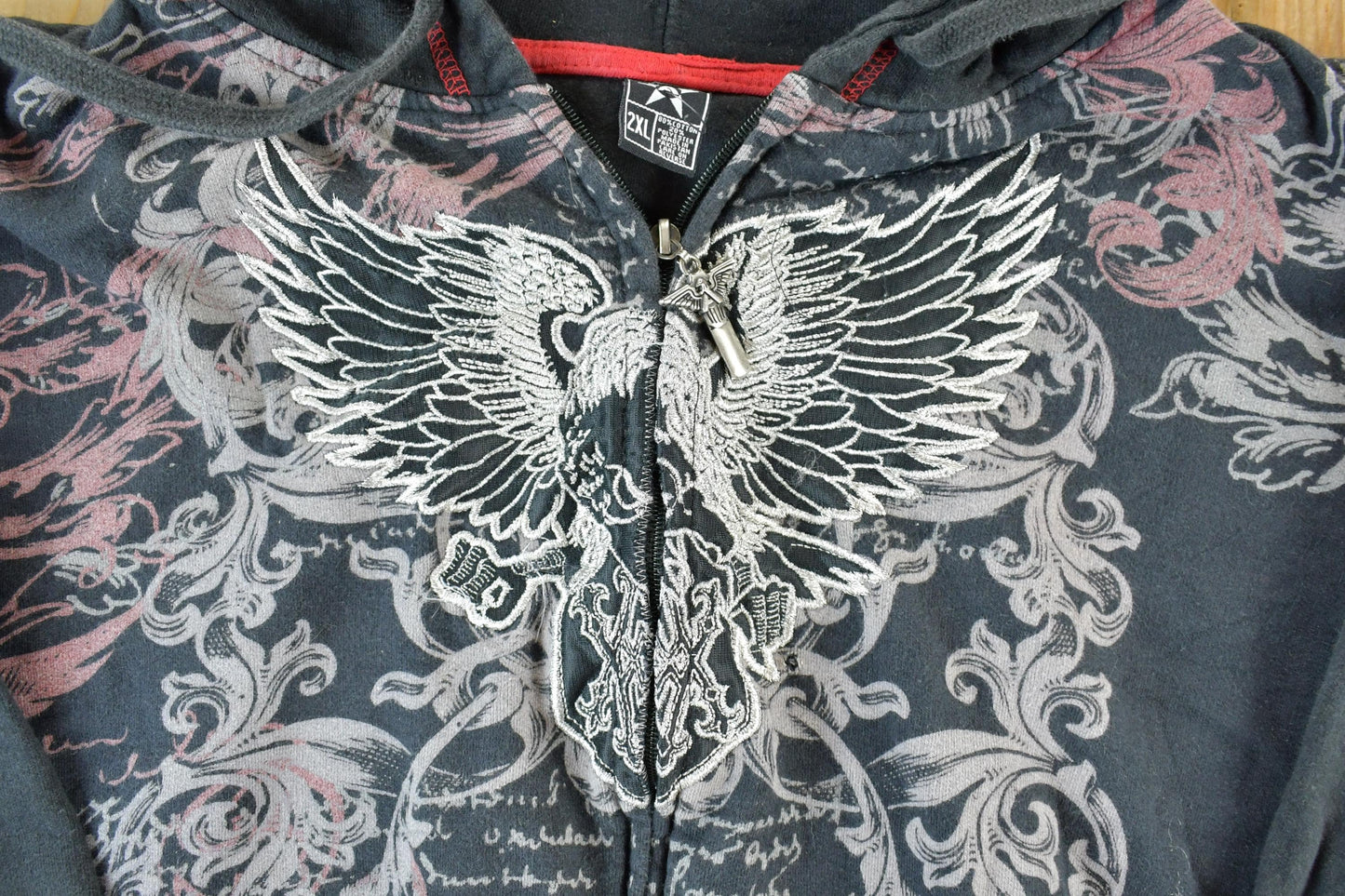 Vintage 1990s Avirex AOP Full Zip Hoodie Sweatshirt Made In USA Men's Large from propervintagecanada