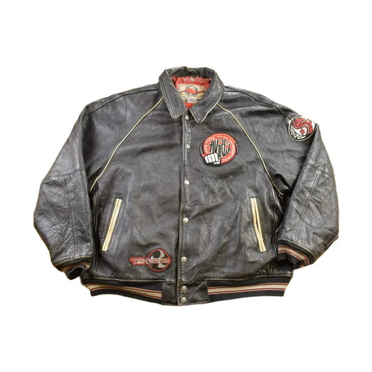 Vintage 1990s Avirex Dragon Eyes Leather Varsity Jacket Men's 4XL from propervintagecanada