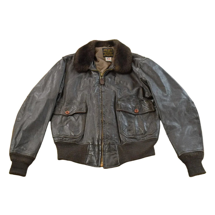 Vintage 1990s Avirex Navy Type G-1 Genuine Leather Flight Jacket Men's 44 from propervintagecanada