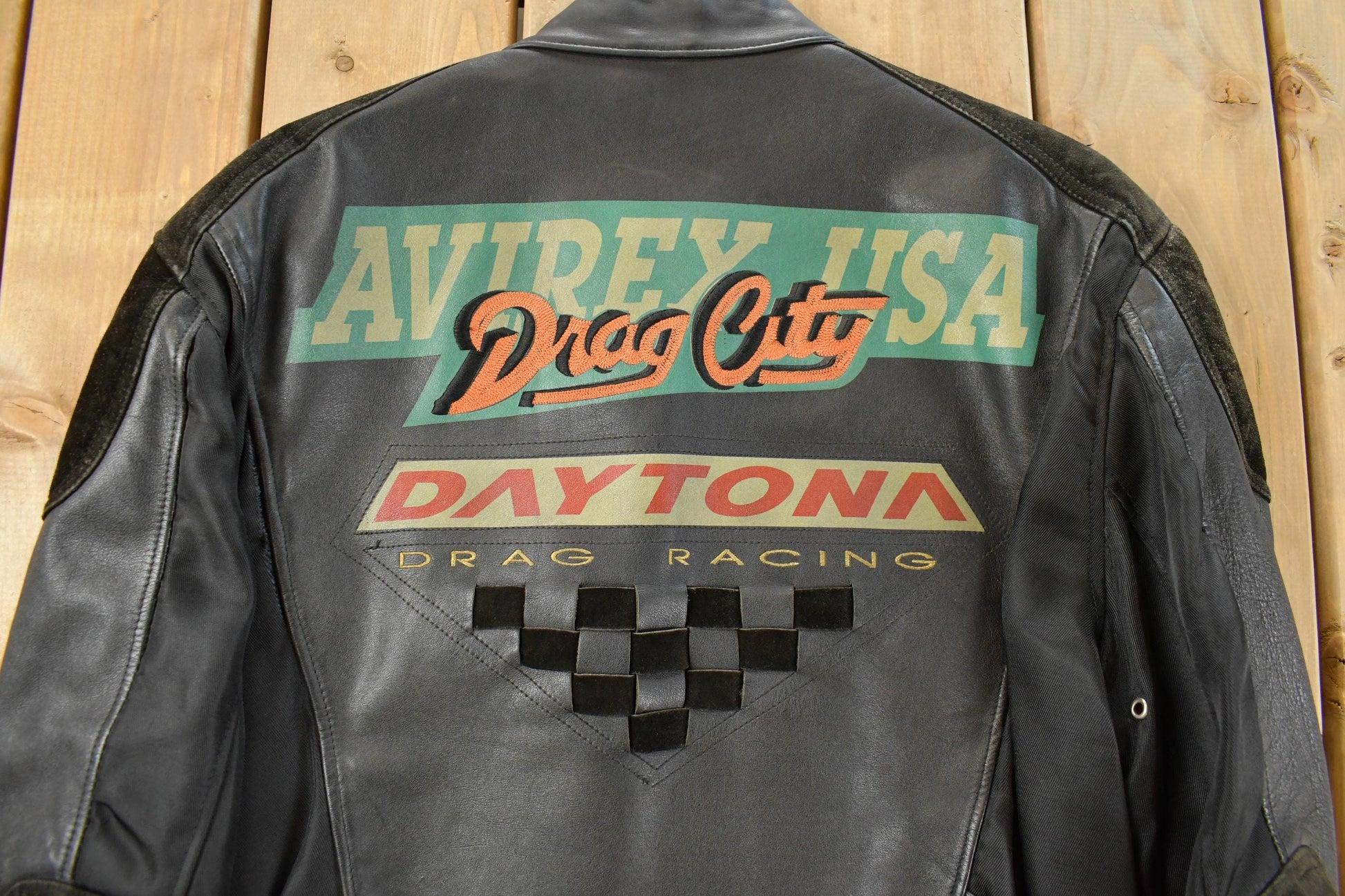 Vintage 1990s Avirex Racing Leather Jacket Men's Small from propervintagecanada