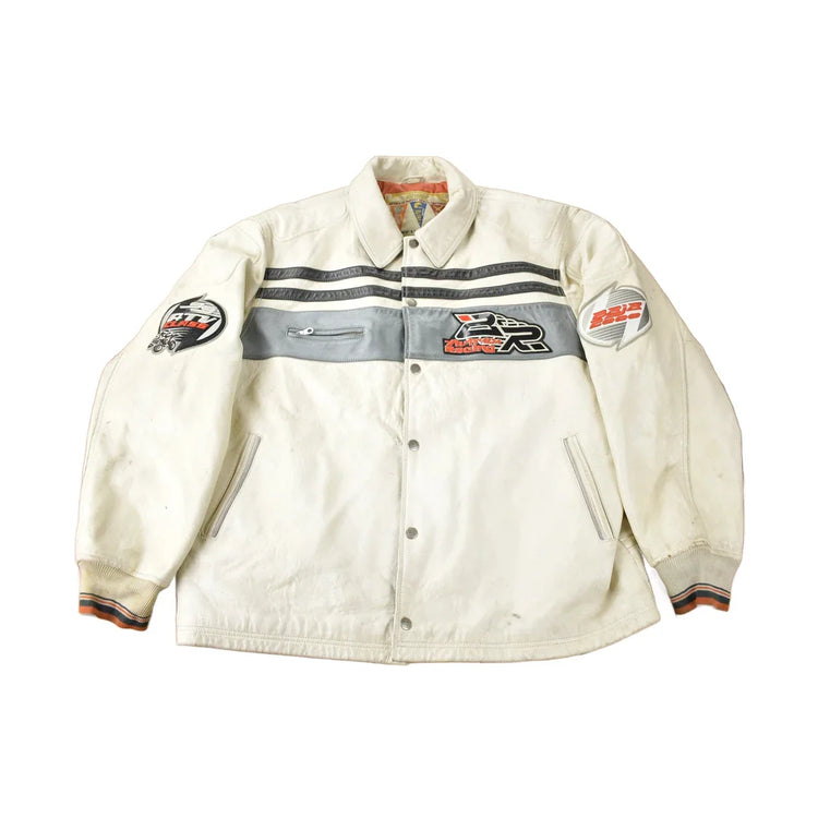 Vintage 1990s Avirex Racing Leather Varsity Jacket Men's 3XL from propervintagecanada