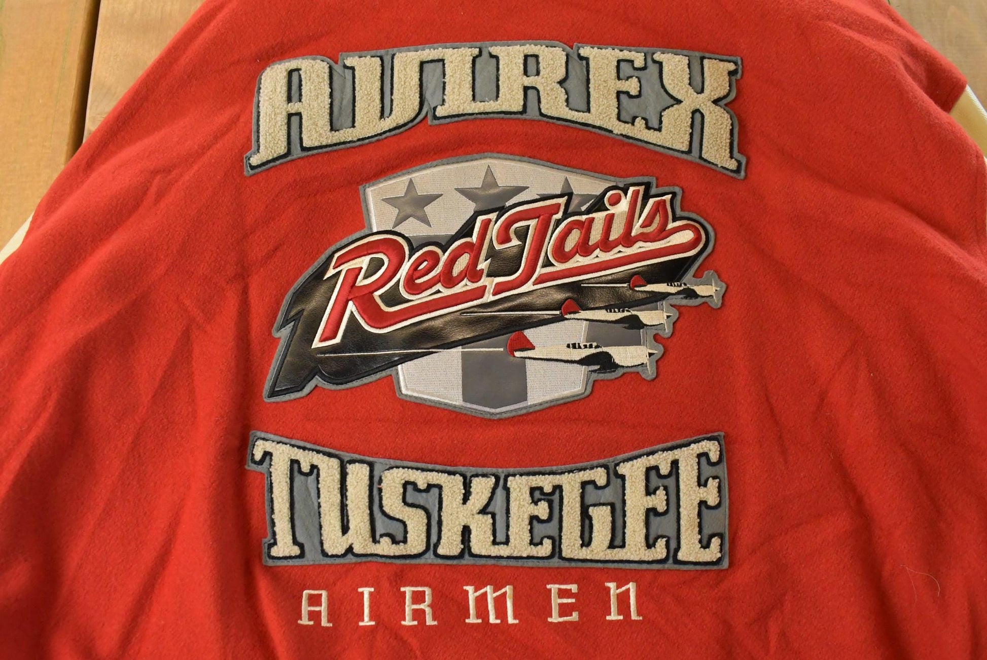 Vintage 1990s Avirex Tuskegee Airmen Wool Leather Varsity Jacket Men's 5X / Avirex Jacket / Patchwork / Made in USA / Military Jacket from propervintagecanada