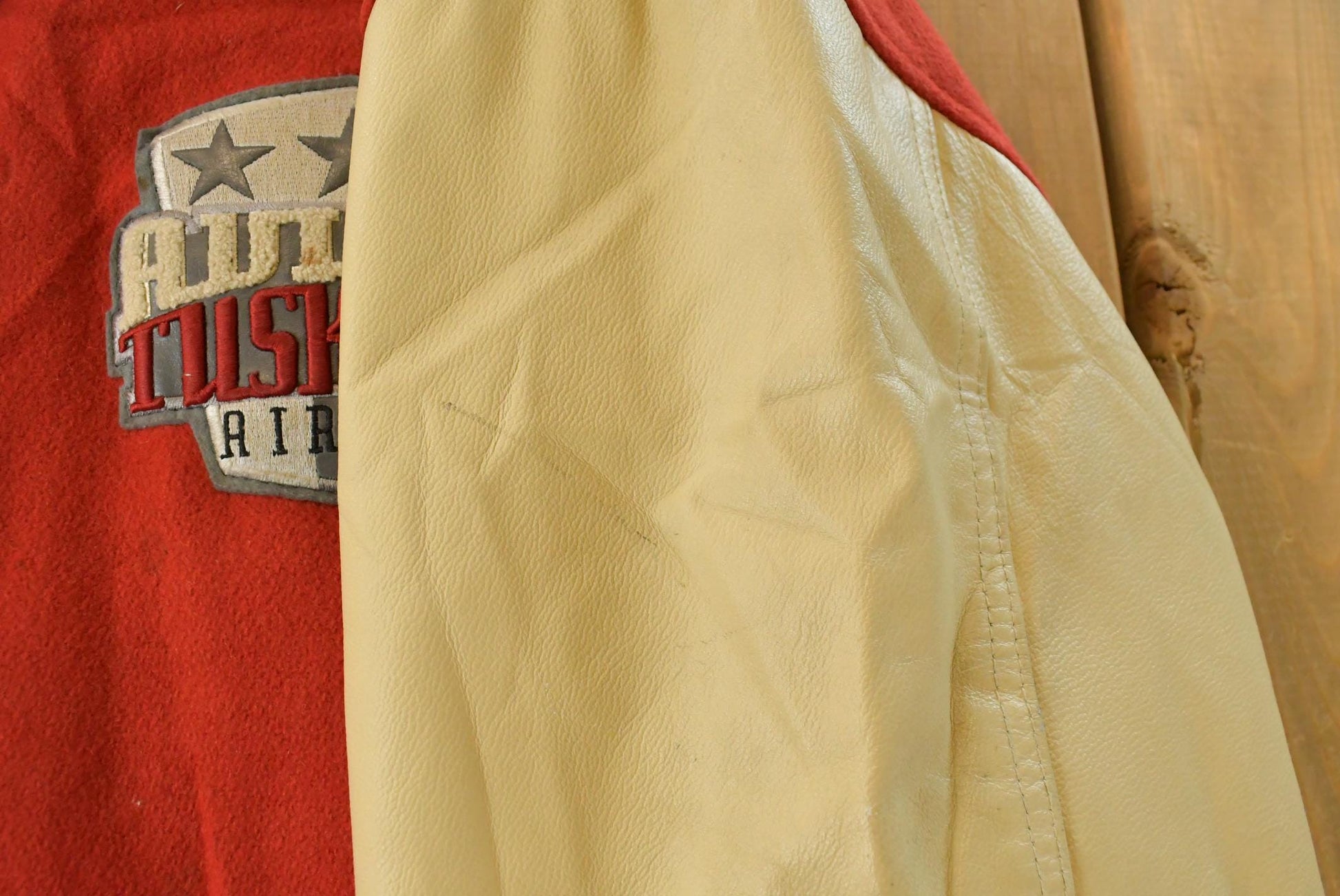 Vintage 1990s Avirex Tuskegee Airmen Wool Leather Varsity Jacket Men's 5X / Avirex Jacket / Patchwork / Made in USA / Military Jacket from propervintagecanada