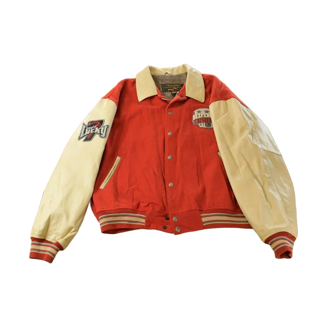 Vintage 1990s Avirex Tuskegee Airmen Wool Leather Varsity Jacket Men's 5X / Avirex Jacket / Patchwork / Made in USA / Military Jacket from propervintagecanada