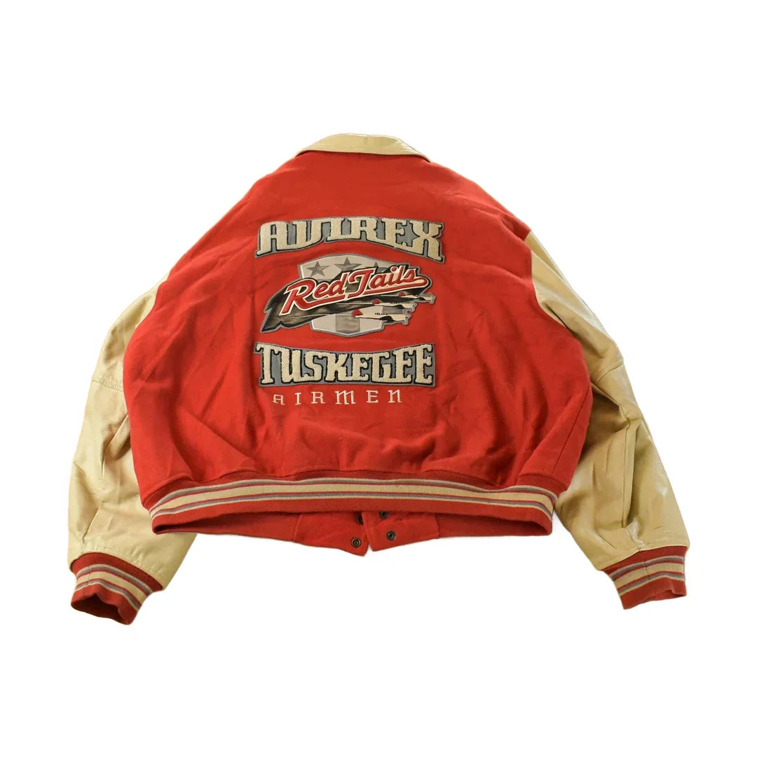 Vintage 1990s Avirex Tuskegee Airmen Wool Leather Varsity Jacket Men's 5X / Avirex Jacket / Patchwork / Made in USA / Military Jacket from propervintagecanada