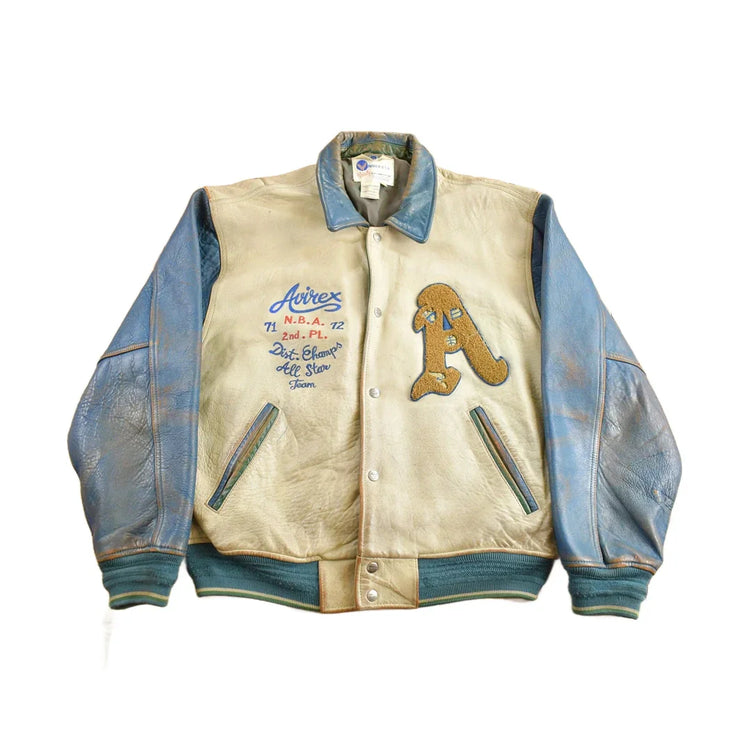 Vintage 1990s Avirex USA Genuine Leather Varsity Jacket Men's Large from propervintagecanada
