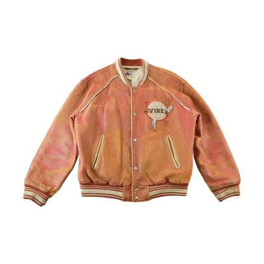 Vintage 1990s Avirex USA Red Cloud Lakota Tribe Genuine Leather Varsity Jacket Men's Large from propervintagecanada