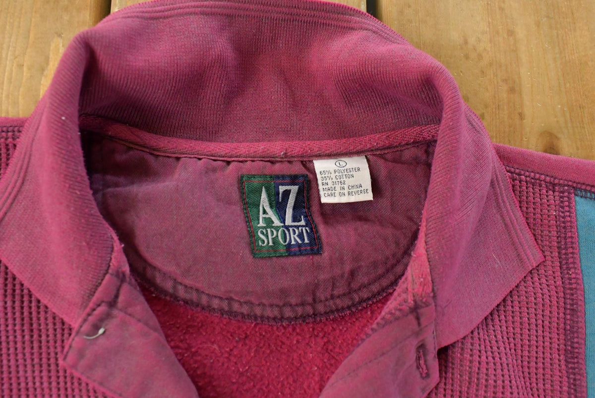 Vintage 1990s AZ Sport Collared Sweatshirt Men's Large from propervintagecanada