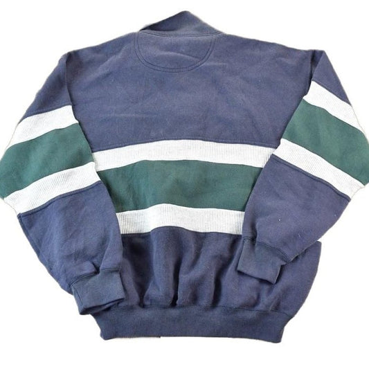 Vintage 1990s AZ Sport Colour Block Collared Sweatshirt Made In USA Men's XL from propervintagecanada