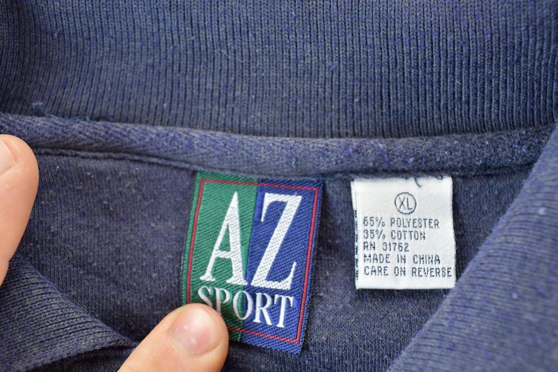 Vintage 1990s AZ Sport Colour Block Collared Sweatshirt Made In USA Men's XL from propervintagecanada