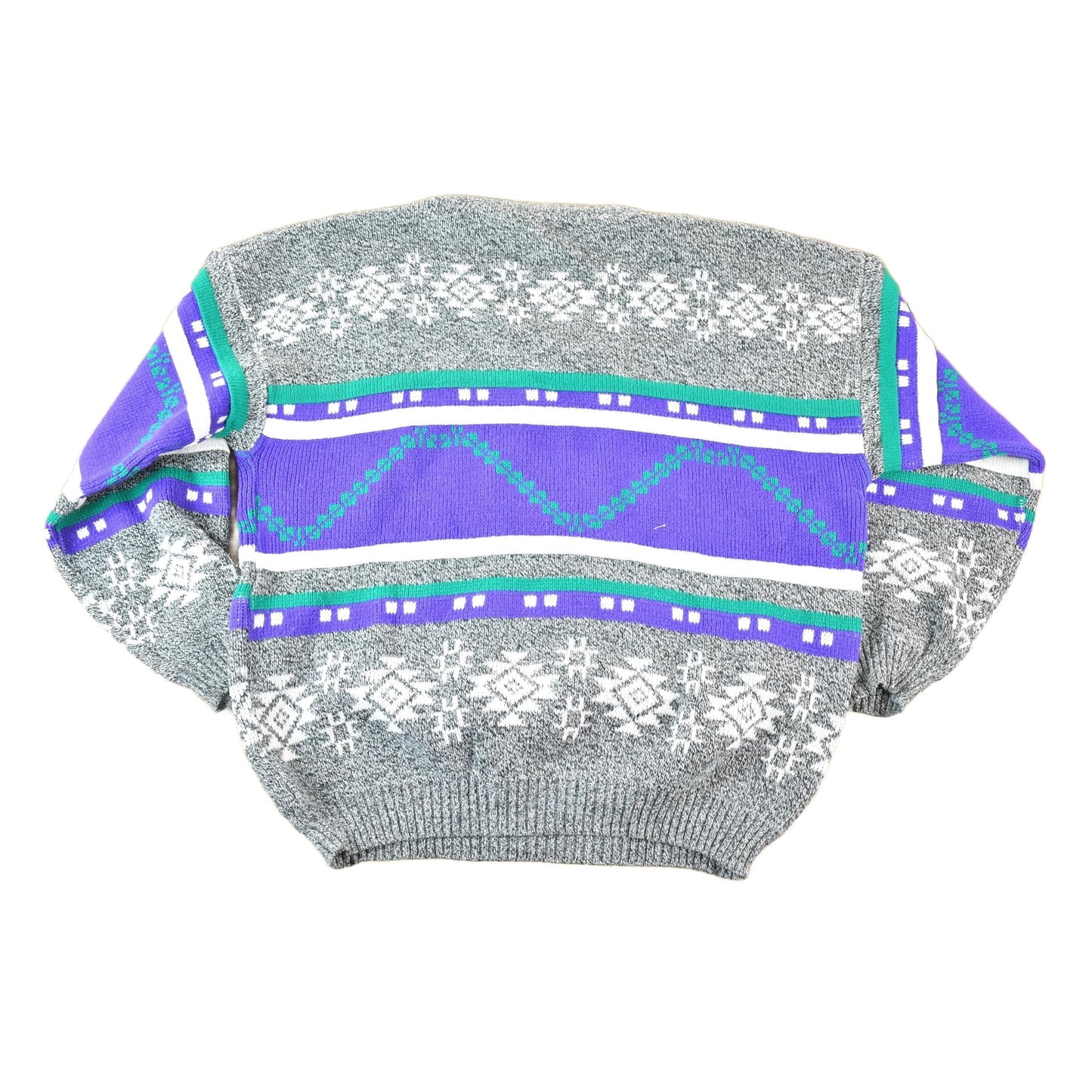 Vintage 1990s Aztec All Over Print Knit Abstract Pattern Crewneck Sweater Men's L from propervintagecanada