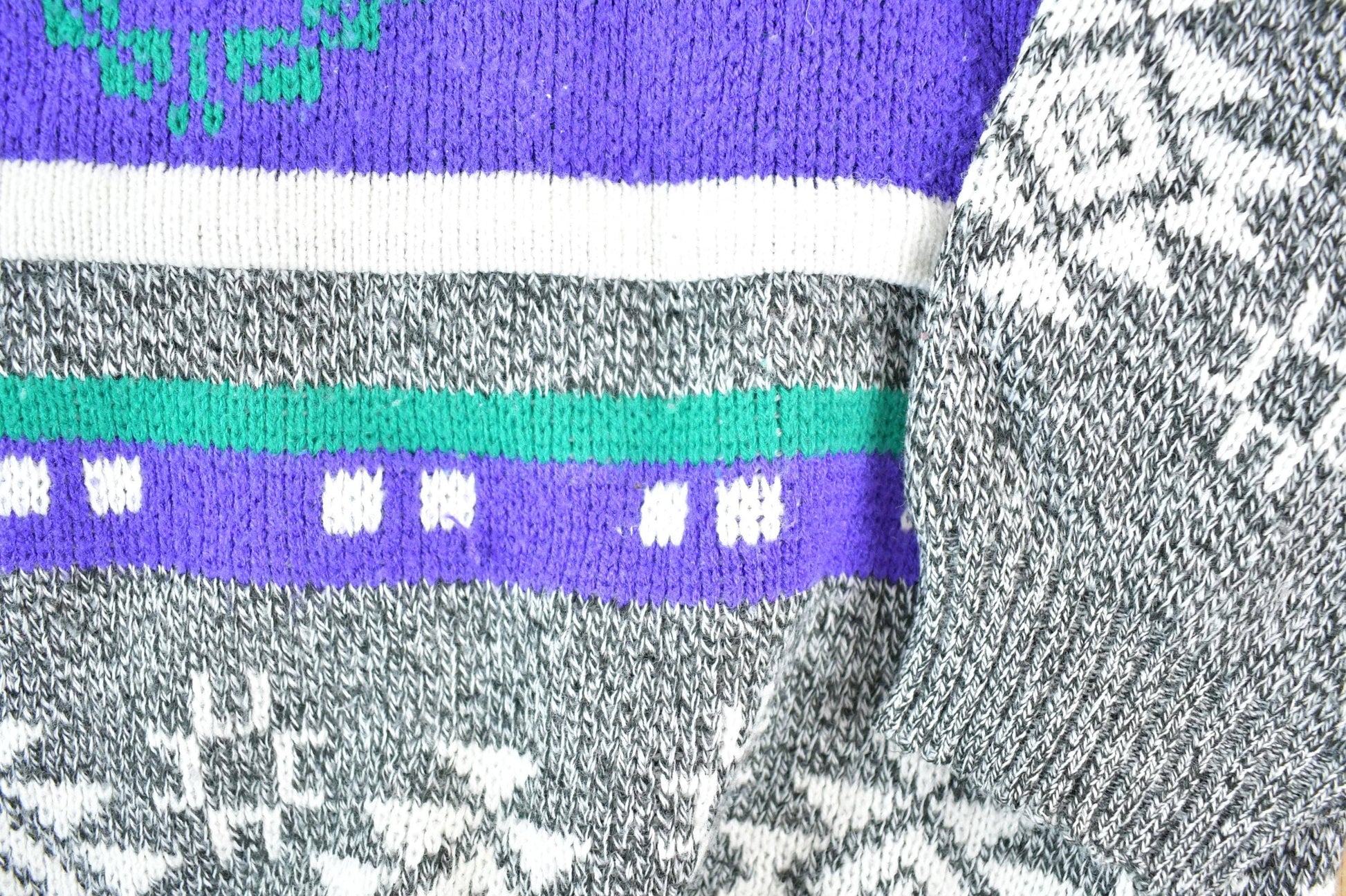 Vintage 1990s Aztec All Over Print Knit Abstract Pattern Crewneck Sweater Men's L from propervintagecanada