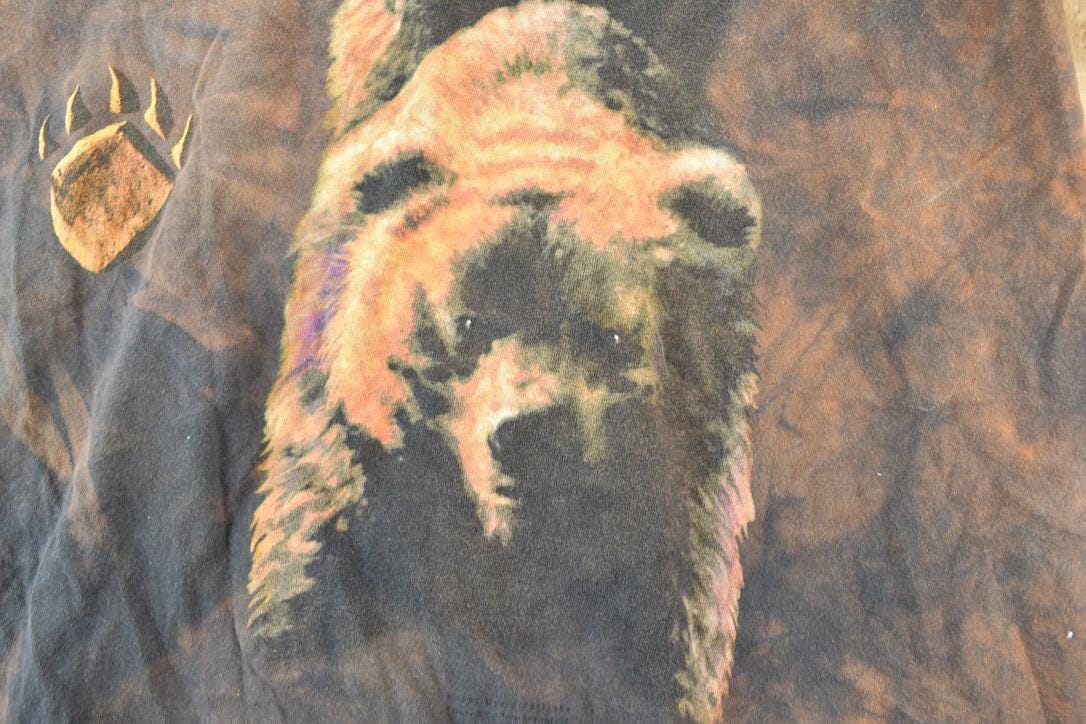 Vintage 1990s Aztec Bear And Wolf Outdoors T-Shirt Men's XL from propervintagecanada