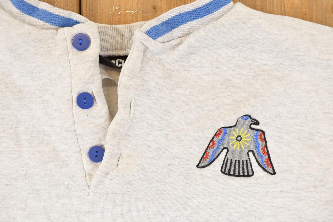 Vintage 1990s Aztec Bird Quarter Button Crewneck Sweatshirt Mens L from propervintagecanada