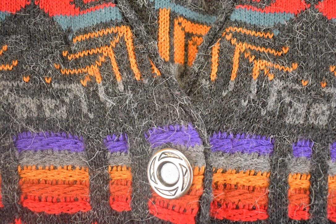 Vintage 1990s Aztec Button Up Knit Sweater Women's L from propervintagecanada