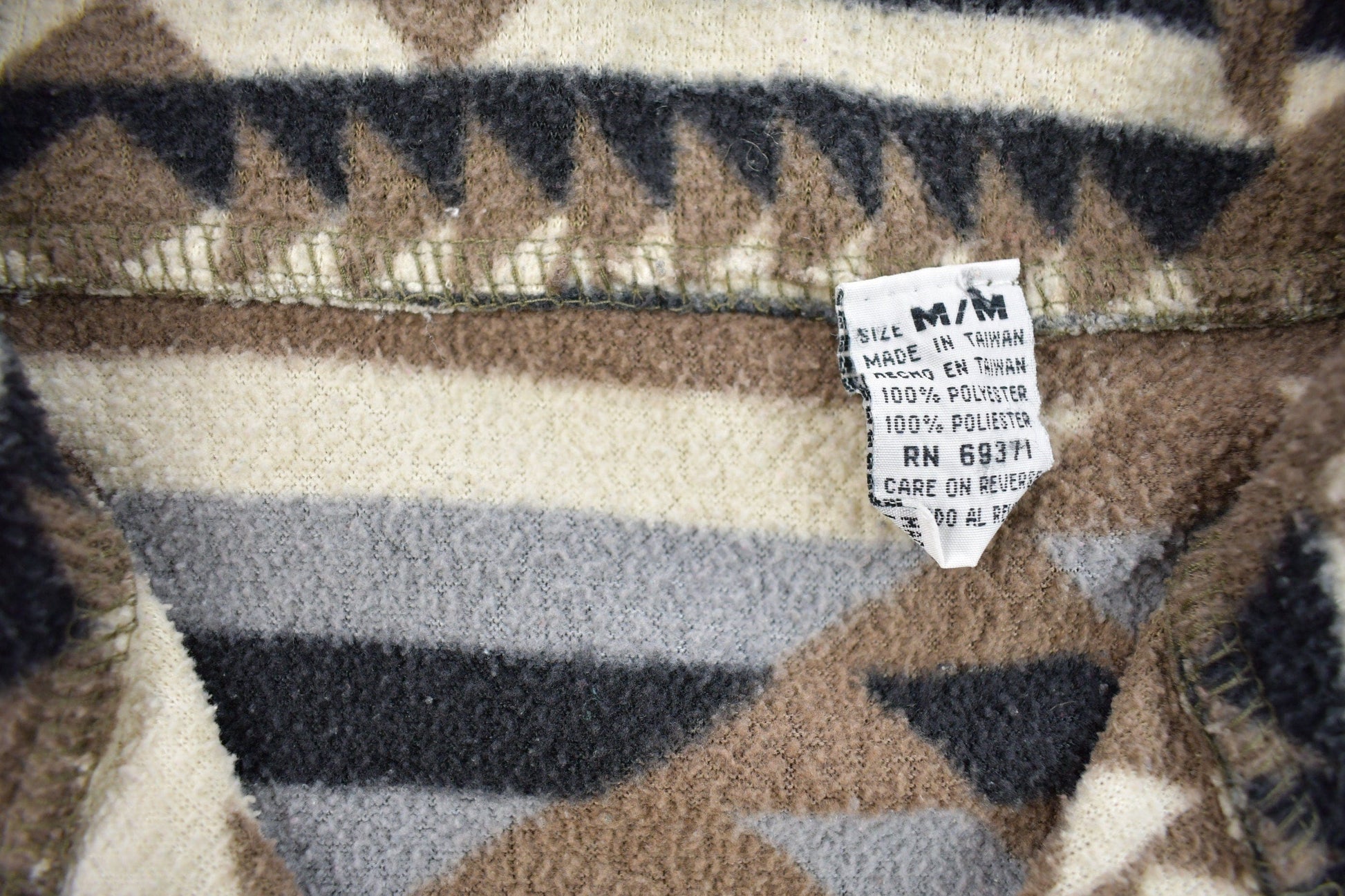 Vintage 1990s Aztec Chevron Patterned Light Fleece Sweater Men's Medium from propervintagecanada
