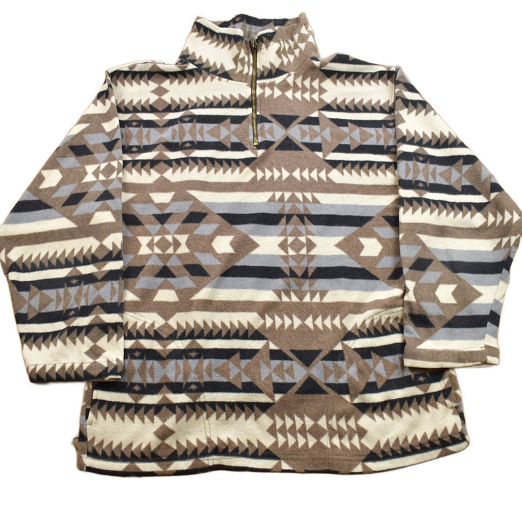 Vintage 1990s Aztec Chevron Patterned Light Fleece Sweater Men's Medium from propervintagecanada