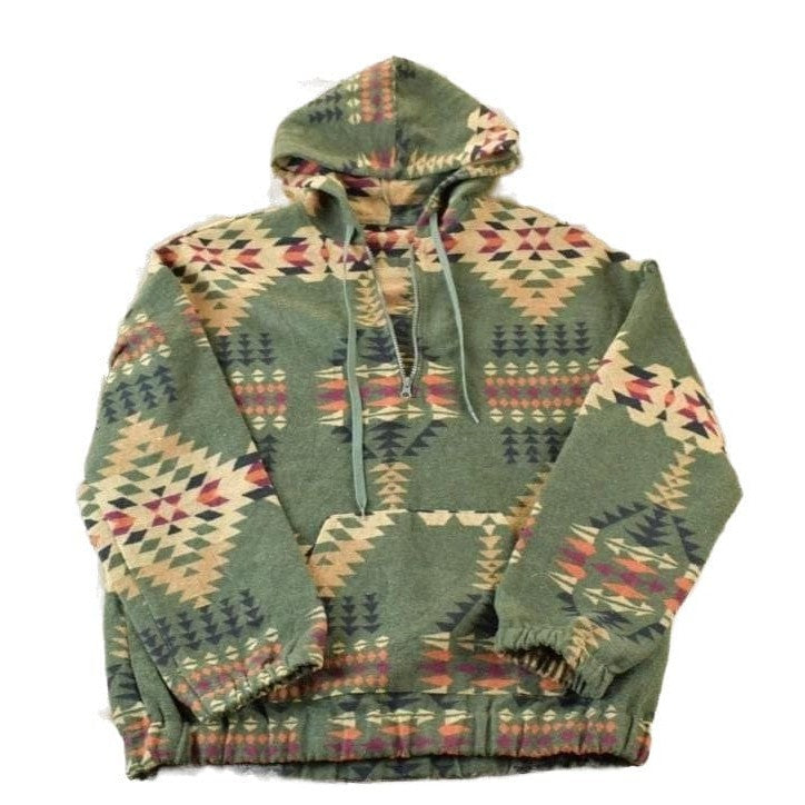 Vintage 1990s Aztec Oversized Fleece Outdoorsman Hoodie Sweater Men's 2XL from propervintagecanada