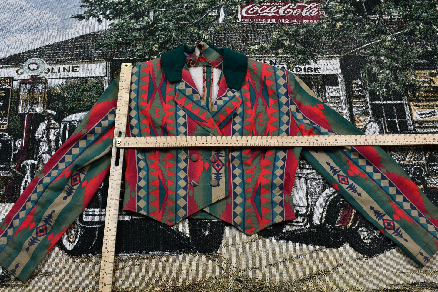 Vintage 1990s Aztec Pattern Cropped Blazer Jacket Men's Medium from propervintagecanada
