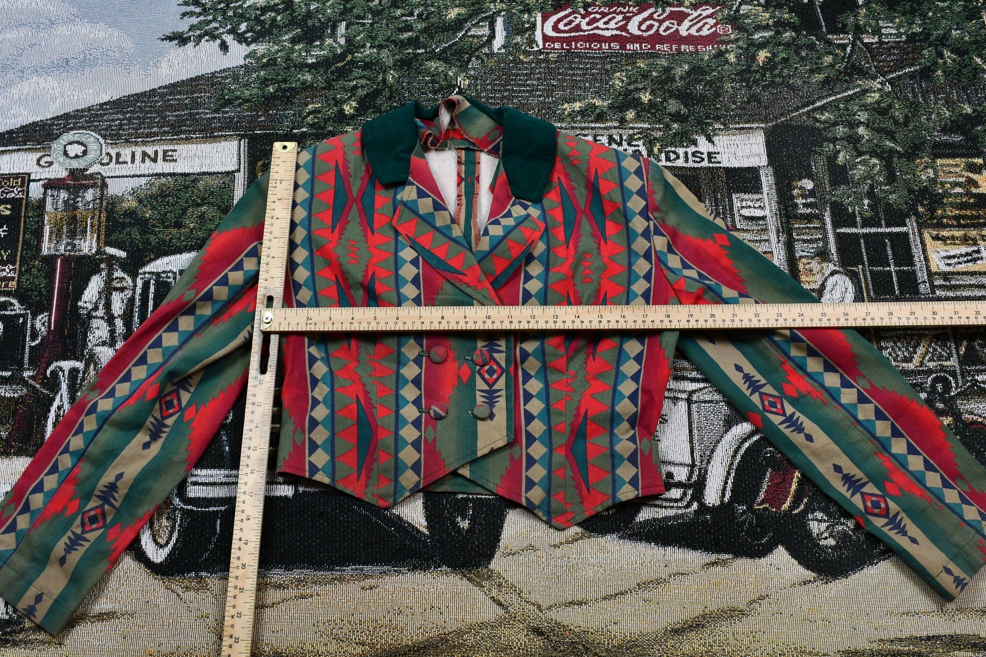 Vintage 1990s Aztec Pattern Cropped Blazer Jacket Men's Medium from propervintagecanada