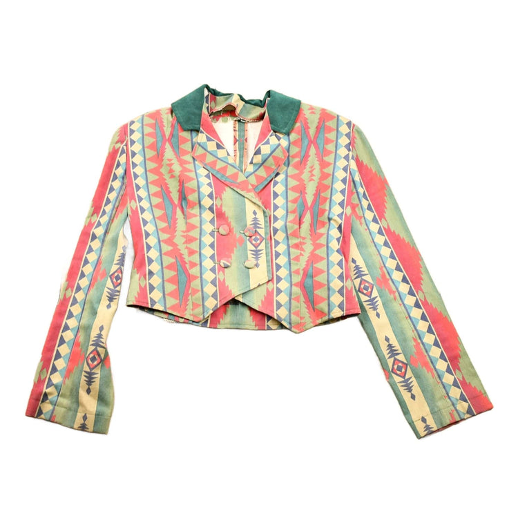 Vintage 1990s Aztec Pattern Cropped Blazer Jacket Men's Medium from propervintagecanada