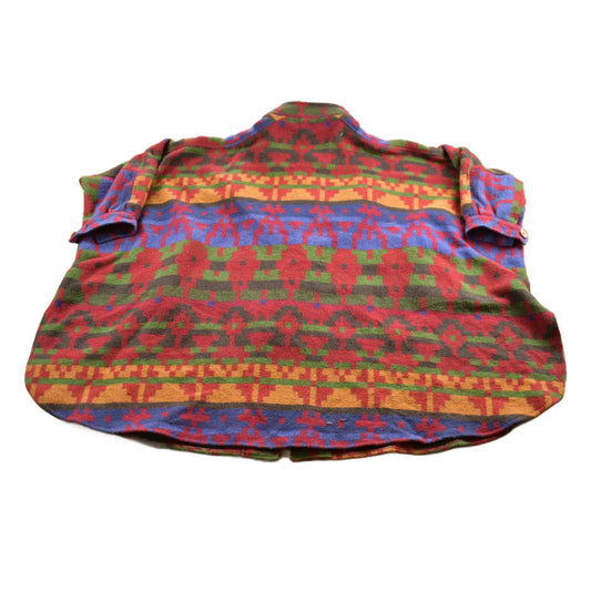 Vintage 1990s AZTEC Pattern Fleece Poncho Jacket Men's XL from propervintagecanada