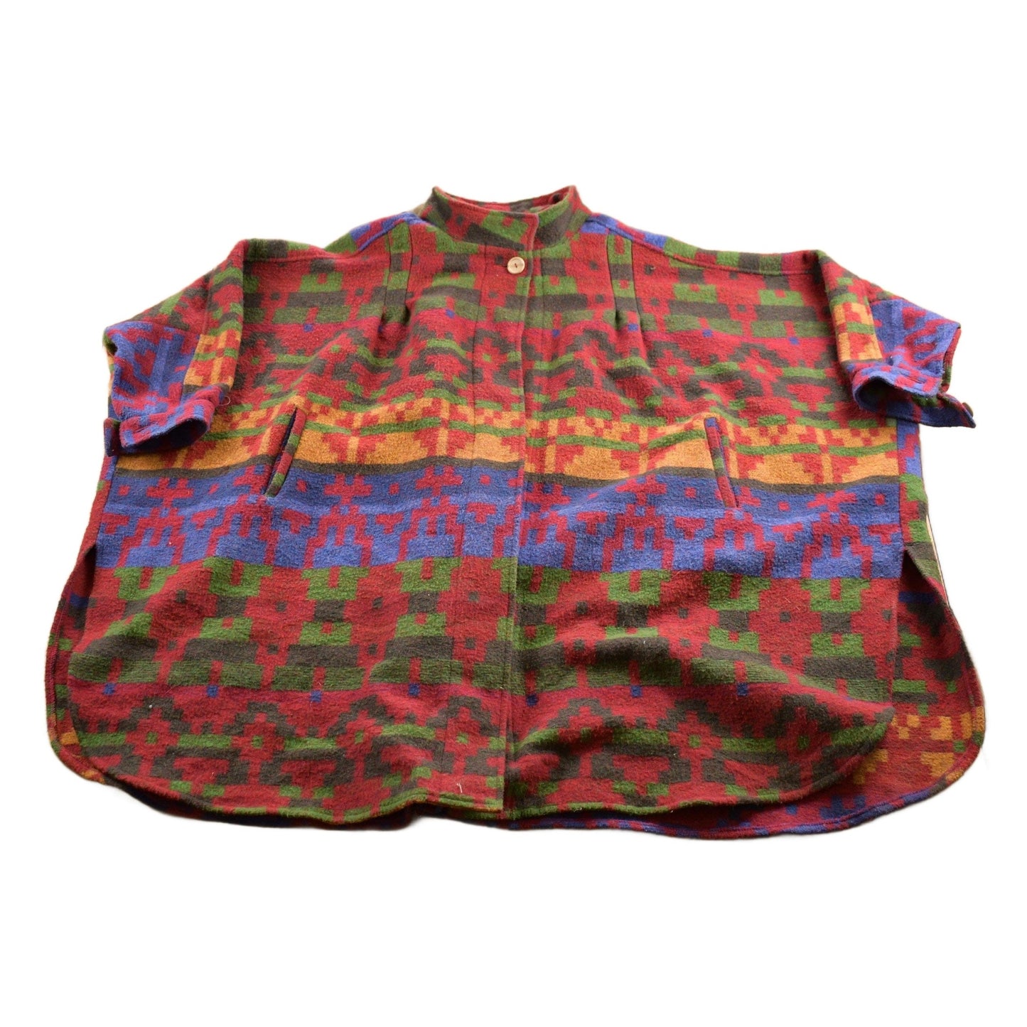 Vintage 1990s AZTEC Pattern Fleece Poncho Jacket Men's XL from propervintagecanada