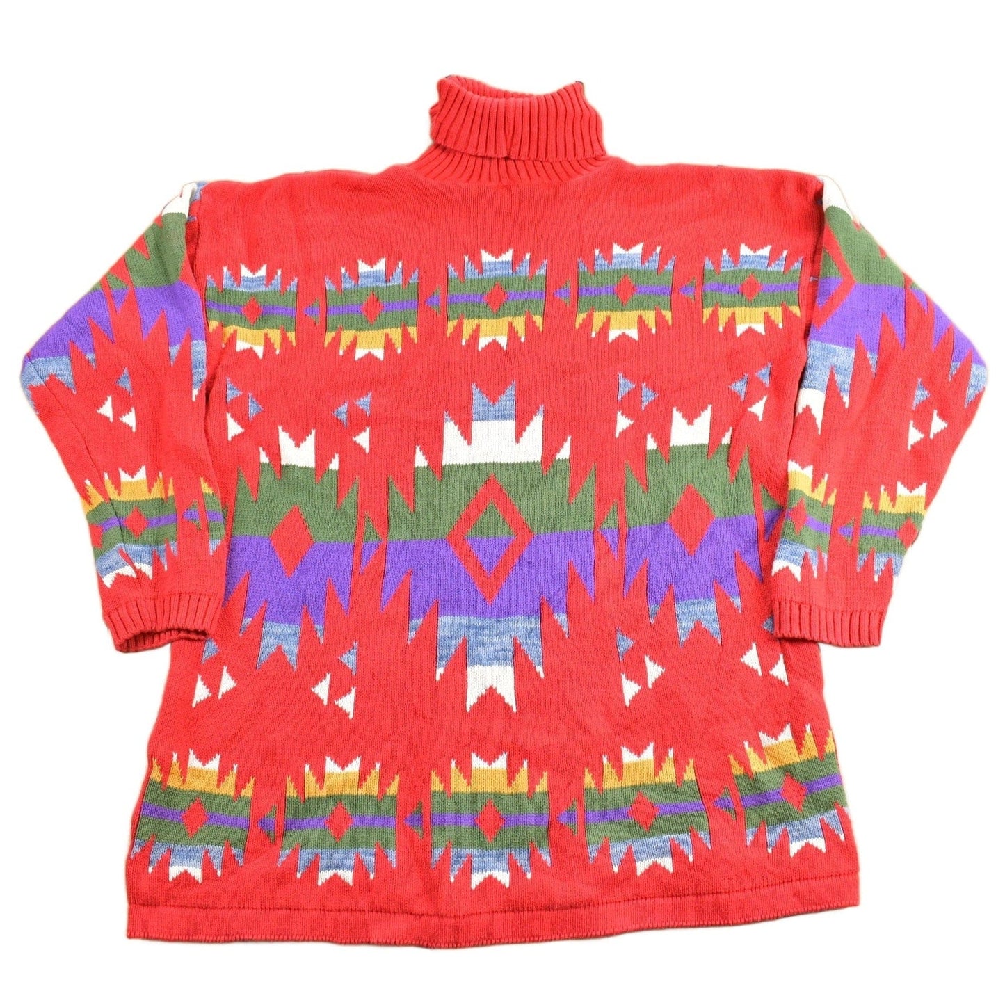 Vintage 1990s Aztec Pattern Knit Turtleneck Sweater Men's Large from propervintagecanada
